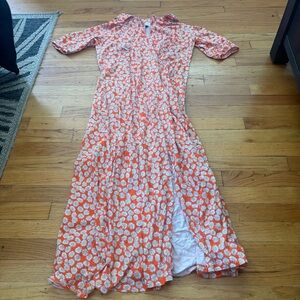 ASOS Orange Daisy Maxi Dress Size 12